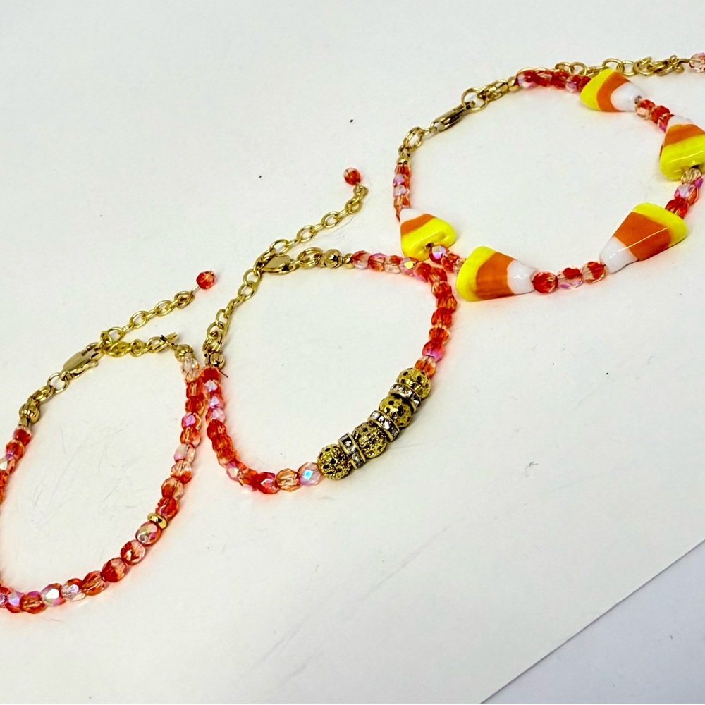 Hand Crafted Candy Corn Bracelet - Orange and Yellow - Picture 10 of 10